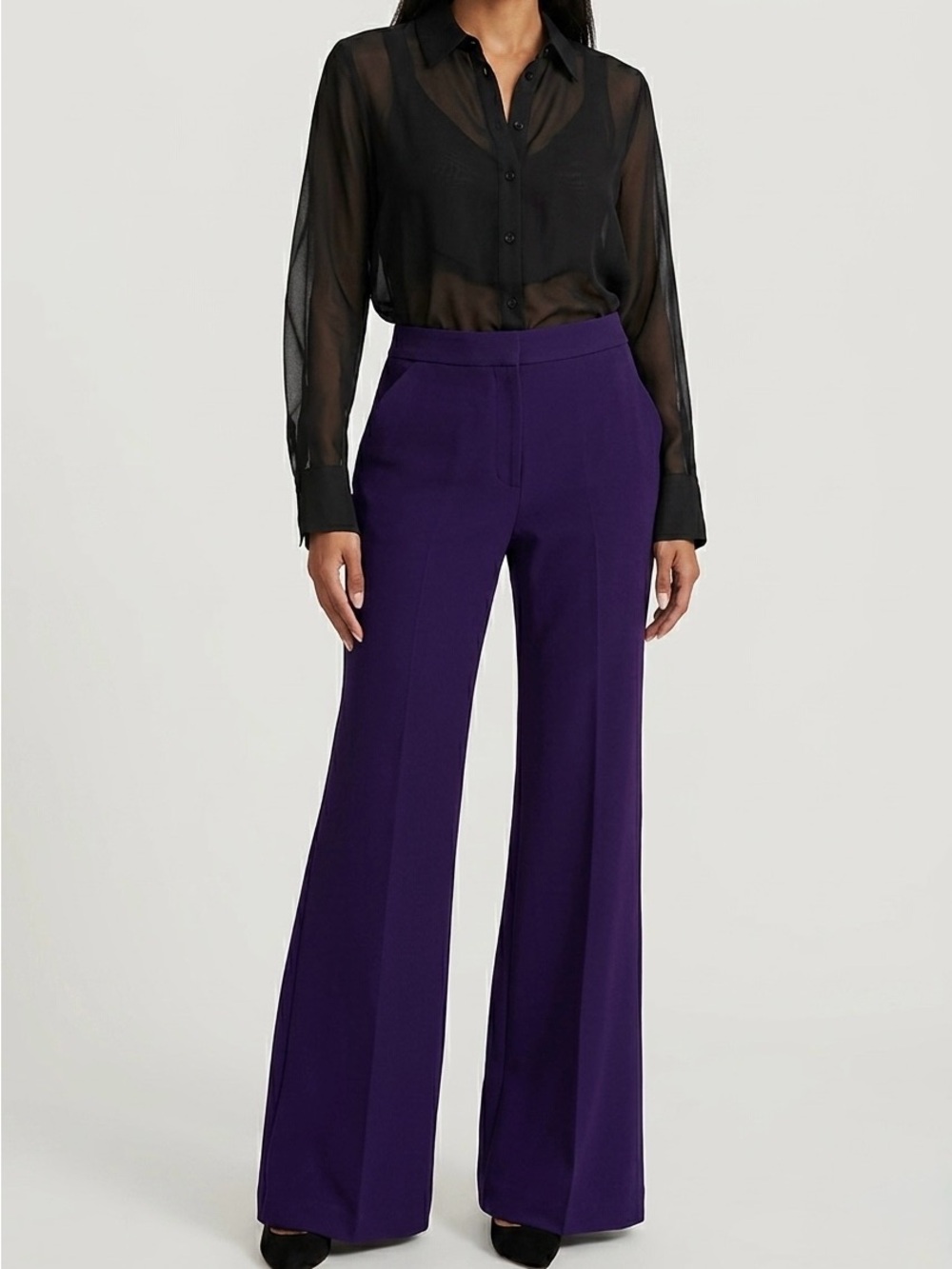Express Editor High-Rise Flare Trouser - Deep Royal Purple